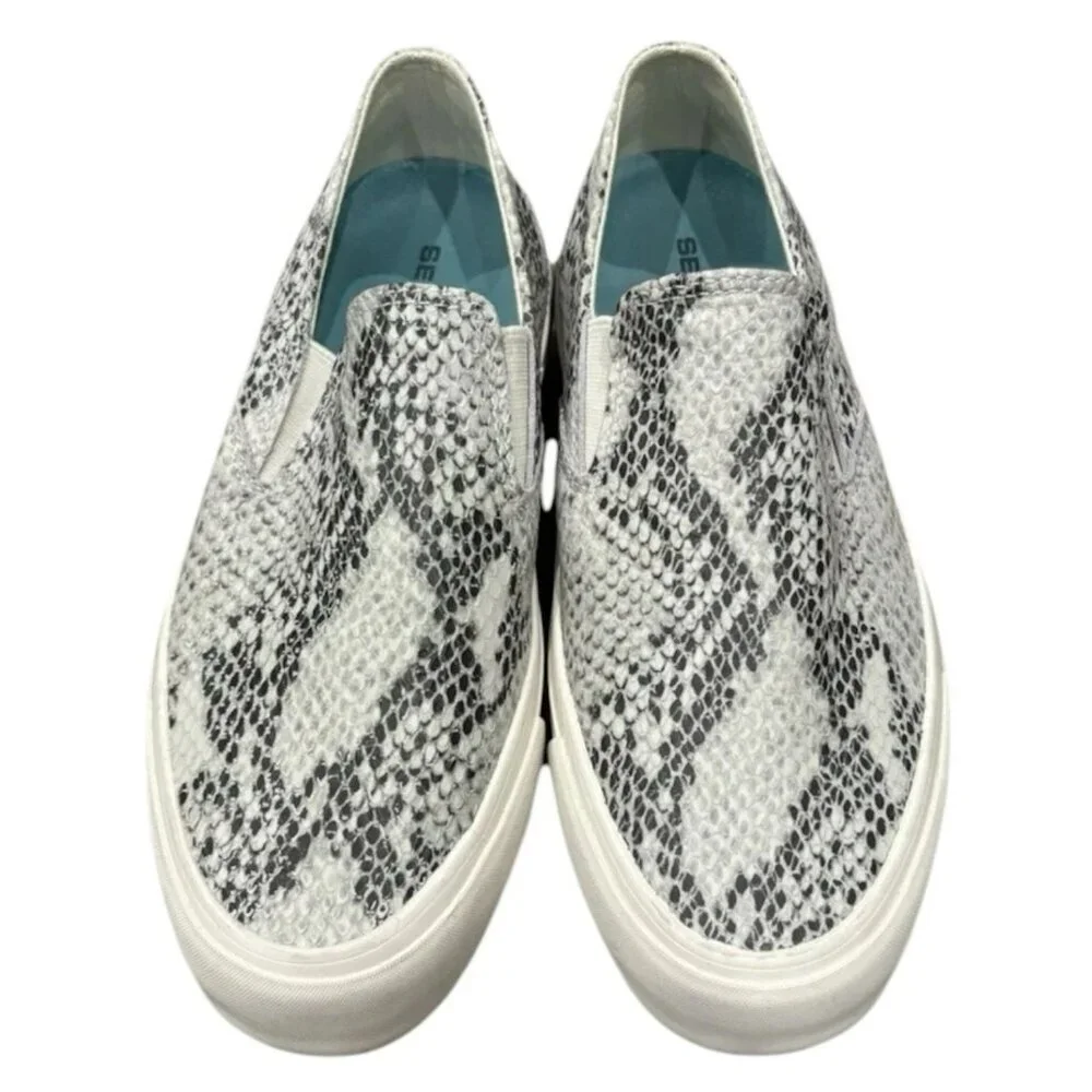 SeaVees Baja Platform‎ Slip-On Sneakers – Embossed Snake Print Leather – 7 🐍🔥